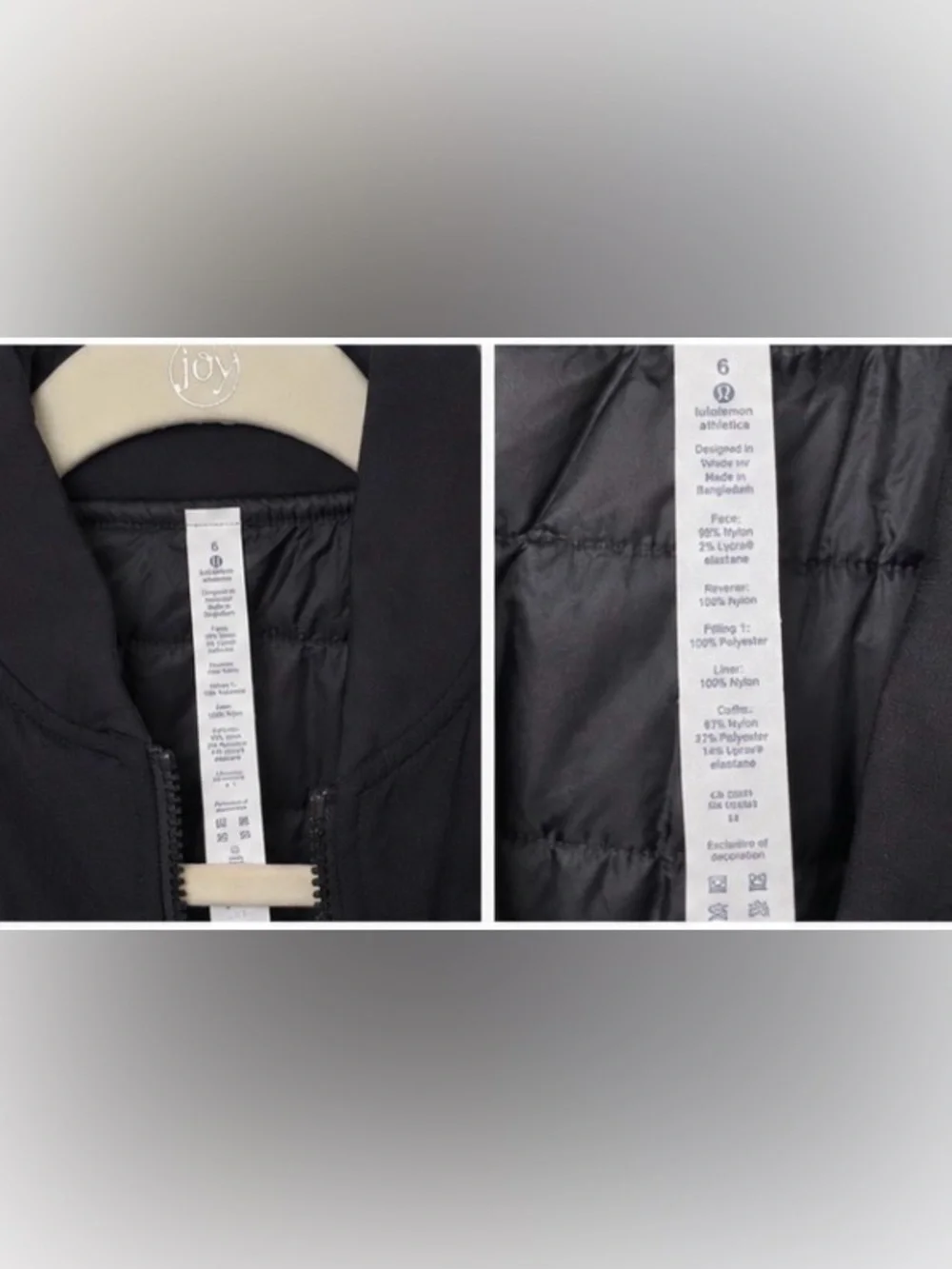 Lululemon Non-Stop Bomber Jacket Size 6 NWT Black Reversible
